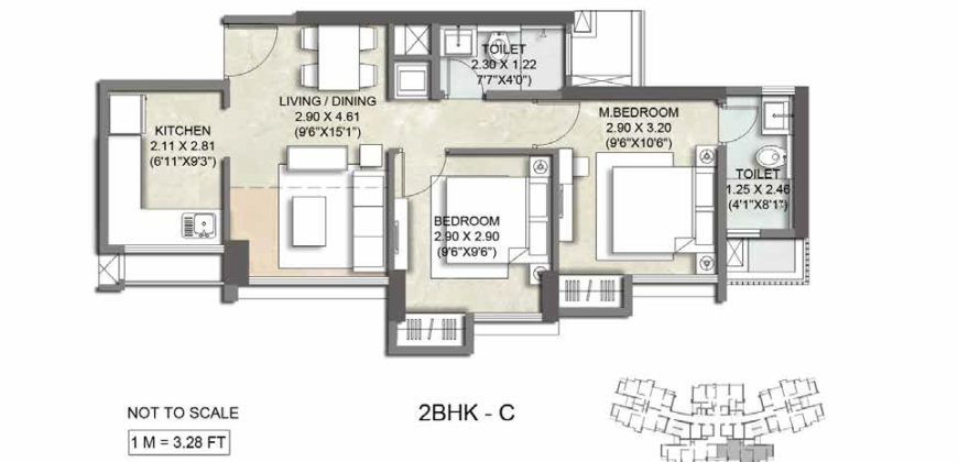 Thane – Sunrise Cypress – 2BHK