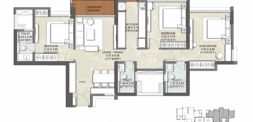 Thane – Sunrise Magnolia – 3BHK