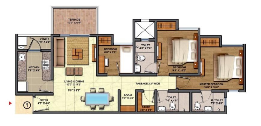 Lake Shore Greens 3BHK Optima – 921SqFt – Lodha Palava