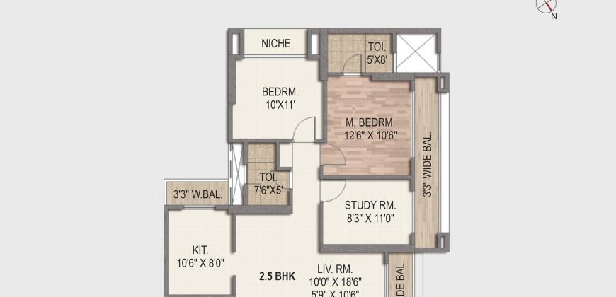 2.5 bhk – Sai World City – Kharghar 972 Sq ft