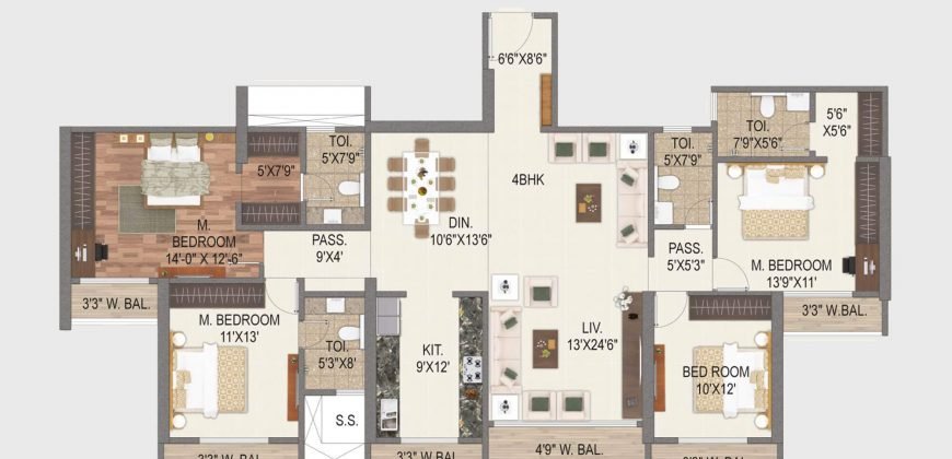 2.5 bhk – Sai World City – Kharghar 972 Sq ft