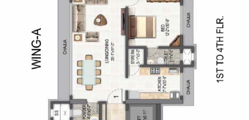 1bhk – Trishabh Greens – Chembur – 419 Sqft