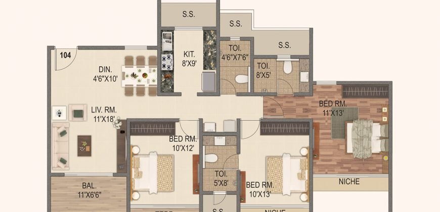 4bhk Sai World Empire – Kharghar – 2013 Sq ft